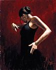 Flamenco Dancer - El Baile del Flamenco en Rojo I painting
